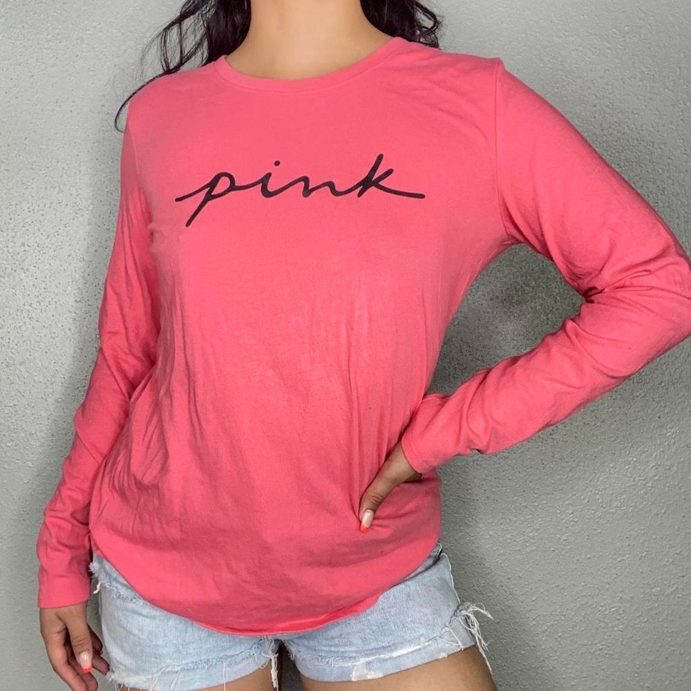 Pink by Victoria’s Secret long sleeve bright pink shirt NWOT
